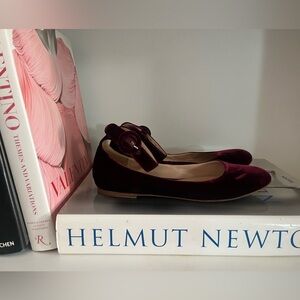 Valentino Women's Deep Red Velvet Loafers